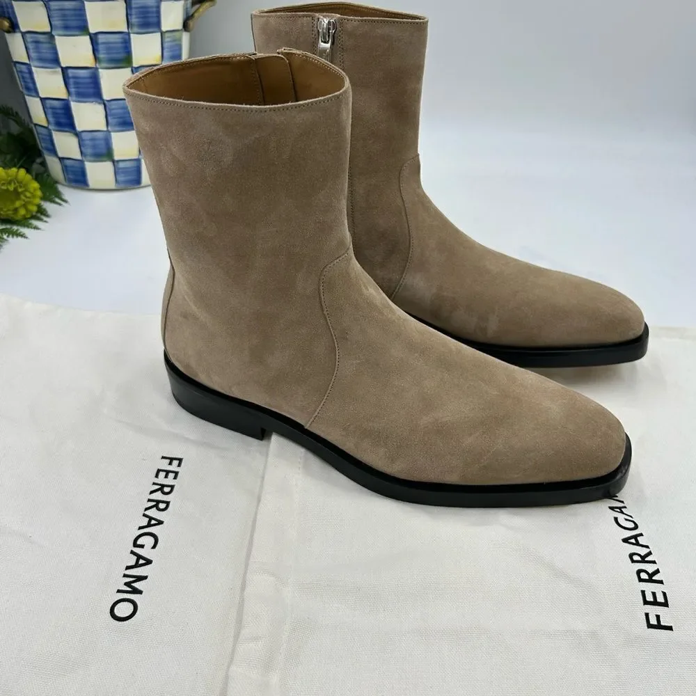 Men’s Salvatore Ferragamo suede Gerald ankle boots size 8.5 EE made in Italy